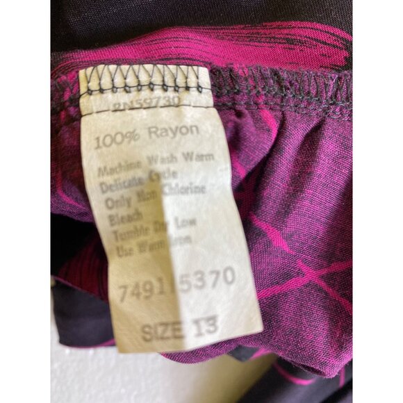 Vintage Eighties Black & Pink Geometric Baggy Print Pants Size 13‎ Punk New Wave - Picture 3 of 3